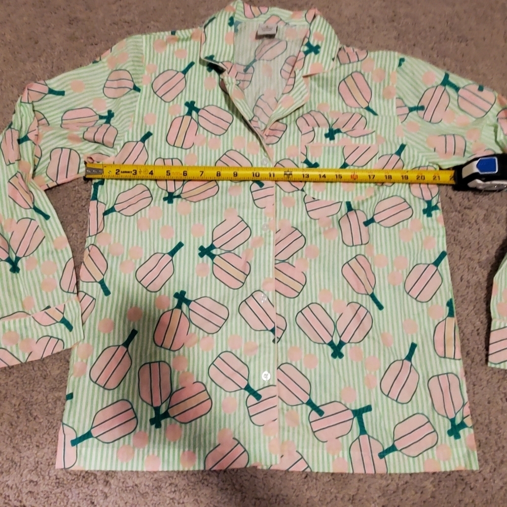 Pickle Ball Striped Polka Dot PJ Cotton Top - Picture 6 of 9